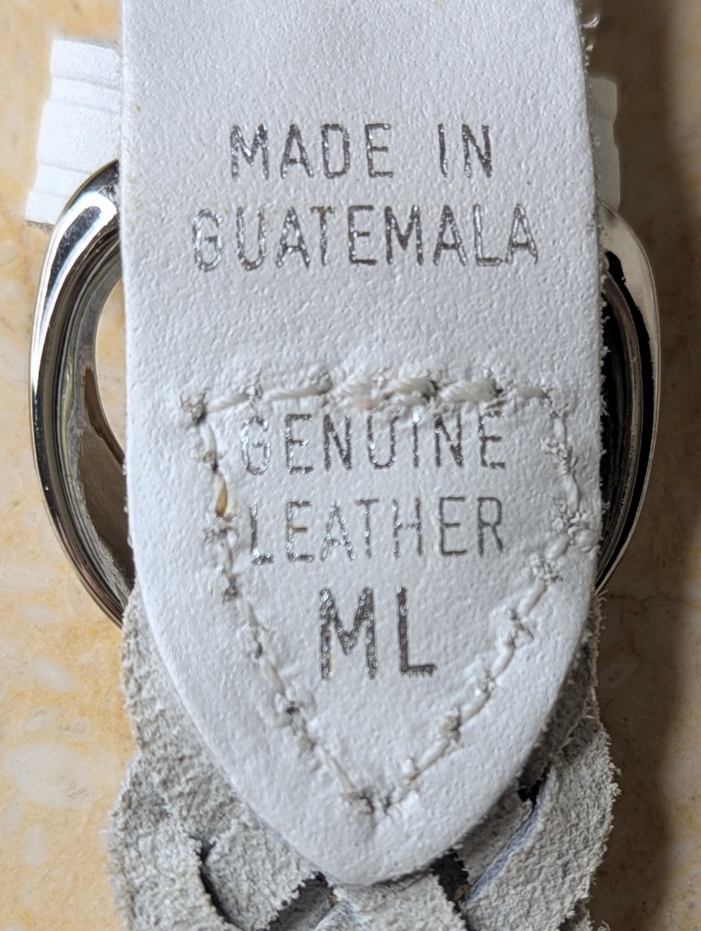 Vintage Genuine Leather White Woven Belt Silver Tone Buckle Size M/L - Picture 13 of 13